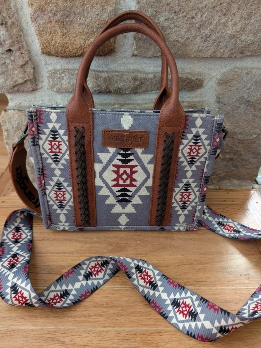 Wrangler Lilac Southwestern Boho Crossbody Tote with Strap